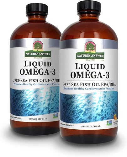 Miniatura 1 de Nature's Answer Omega-3 líquido  Aceite de pescado de mar profundo con suplemento dietético EPADHA  Apoyo cardiovascular  Sin conservantes y sin