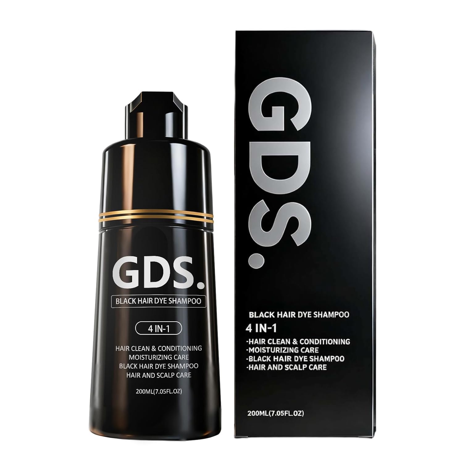 Hair Dye Shampoo 4 in 1, GDS.Dye Shampoo, Instant Hair Color for Gray Hair Coverage Natural & Long-Lasting for Men & Women black (1pc)