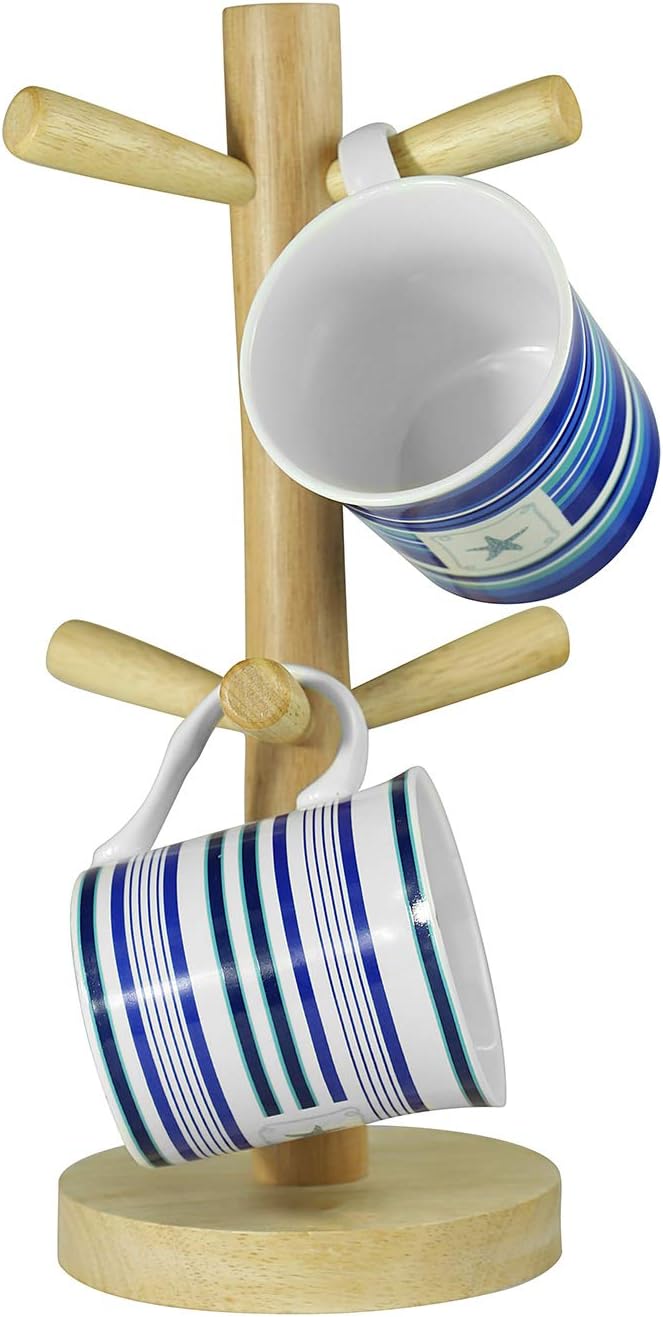 YUNJING Wooden Mug Holder Tree, Mug Rack for Storage 6 Coffee Cup