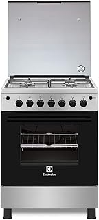 60x60cm Freestanding Cooker, Full Gas Cooking Range with 4 Burners, Automatic Ignition & Thermocouple Safety, XL Oven Capacity, Stainless Steel Finish, Separate Knob for Grill, EKG611A1OX
