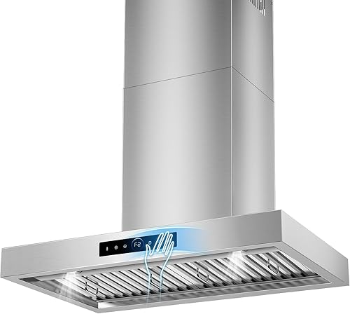 Miniatura 12 de Campana extractora de pared de 36 pulgadas, 1200 CFM con control de gestos y táctil de 4 velocidades, campanas de ventilación de cocina con Montaje