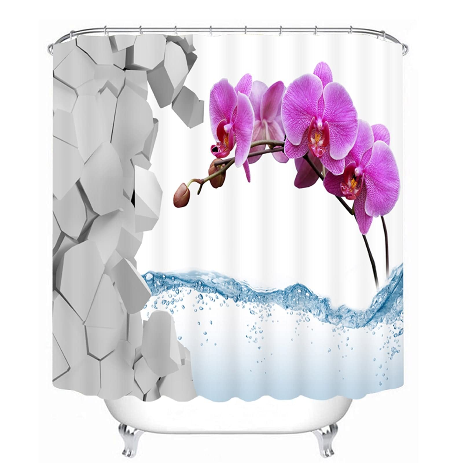 Rideau de douche japonais imperméable 200x180 motif papillon violet