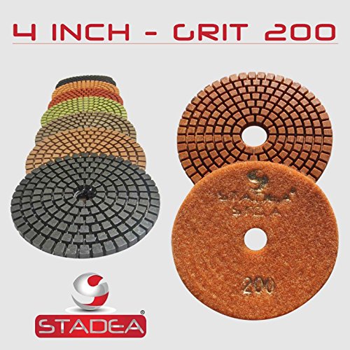 Stadea Grit 50 (2 Pieces) 4" Diamond Polishing Pads For Granite Marble Concrete Stone Polishing Wet Grinder #TOP3