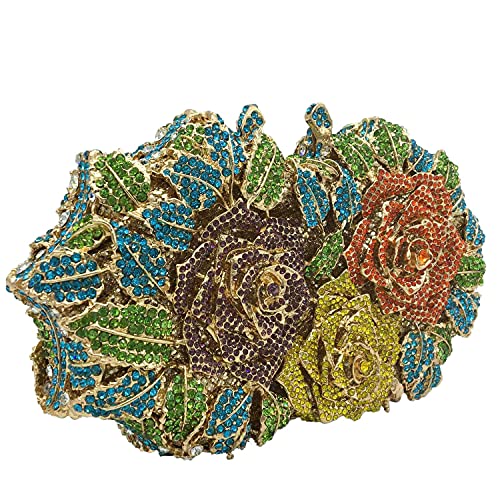 Image of Boutique De FGG Mini Flower Evening Bags For Women Formal,Party Rhinestone Clutch Purses,Wedding Floral Crystal Clutch Bag