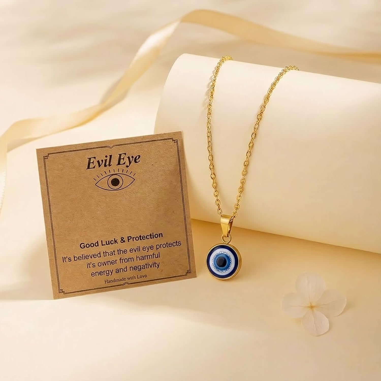 Evil Eye Necklace for Women Dainty 18K Gold Plated Gold Evil Eye Pendant Necklace Protection Necklaces Lucky Jewelry Gift for Women - Image 6