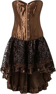 2025 - Corsé de corte europeo para mujer, color marrón, traje dividido, trajes de cosplay para mujer
