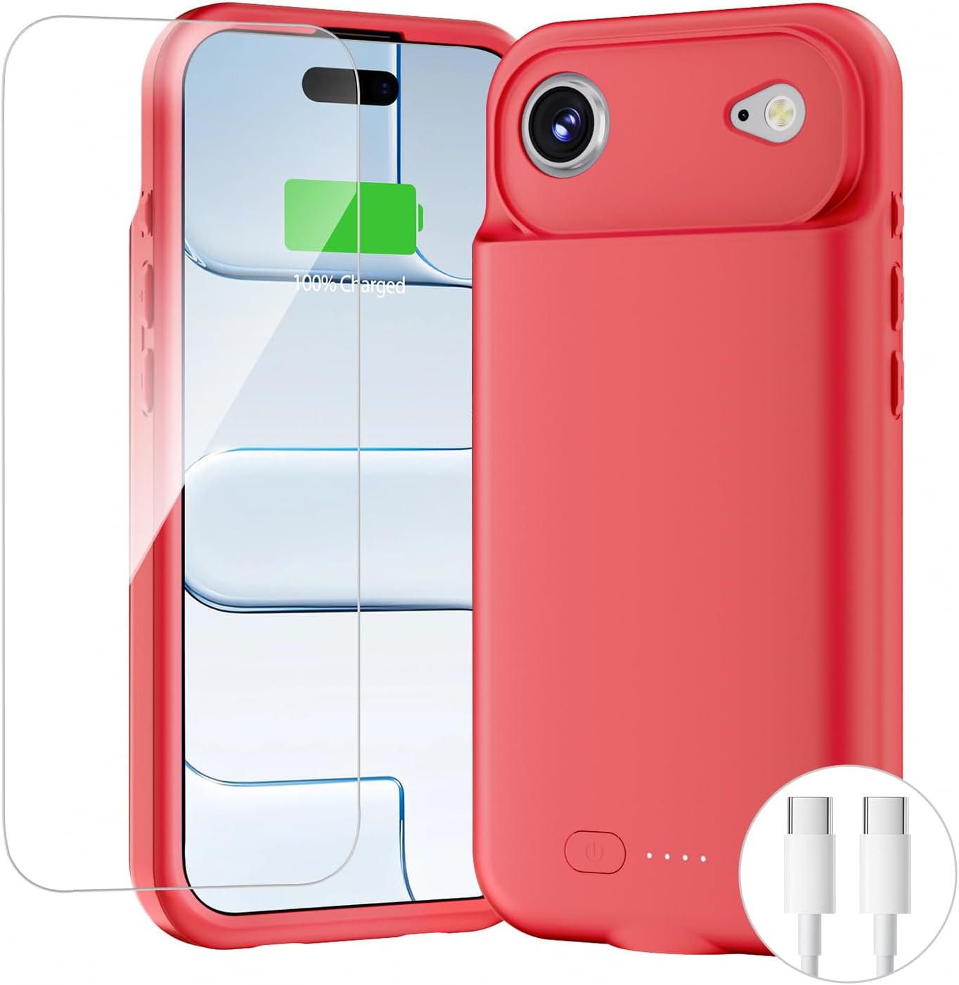 BOPPS Battery Case for iPhone 17 Air 【2026 New】,Powerful 8500mAh Portable Charger Case 360°Protection Rechargeable Extended Charging case for iPhone 17 Air 6.5inch,(Red)