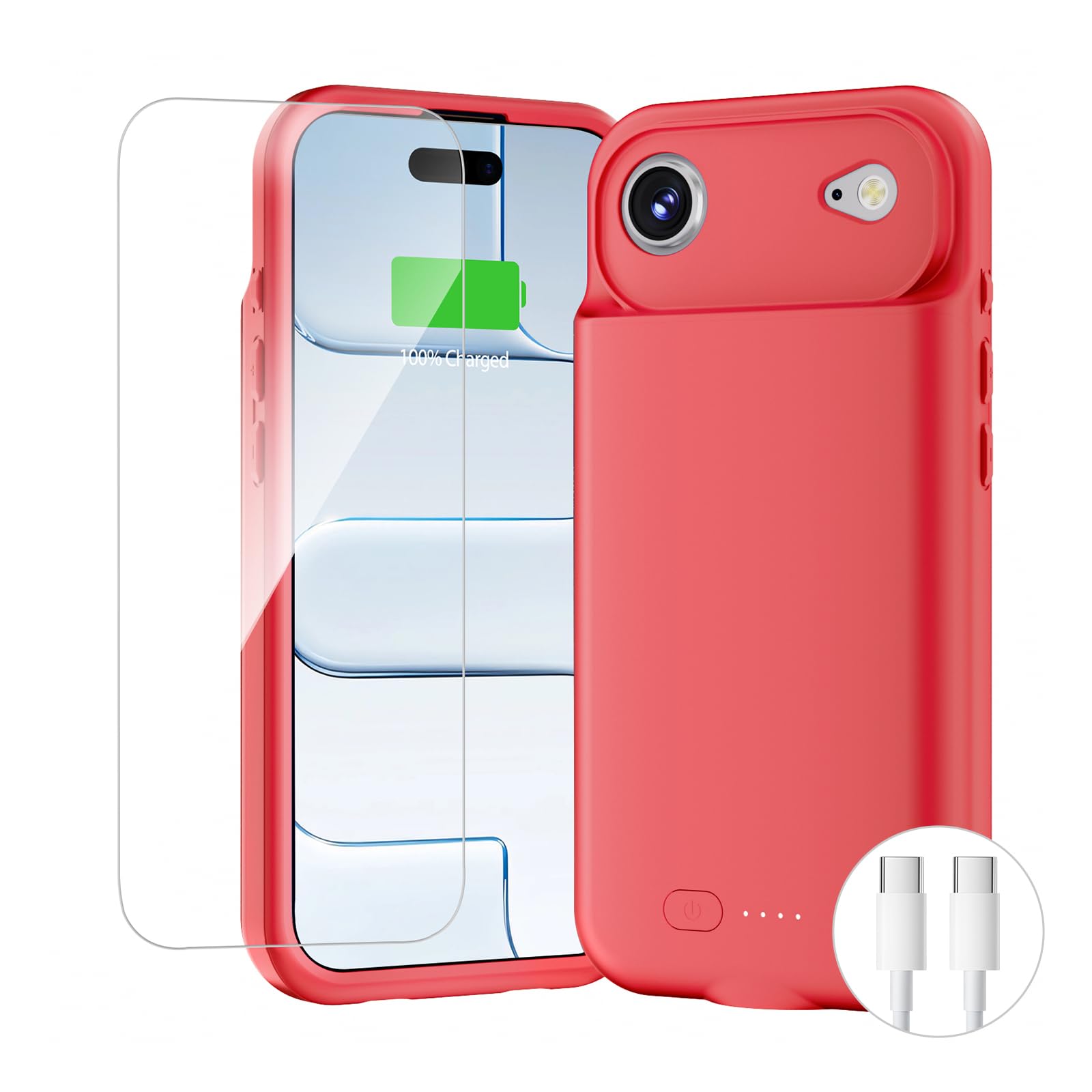 Funda de batería para IP15S portátil recargable roja de 8500 mAh 8