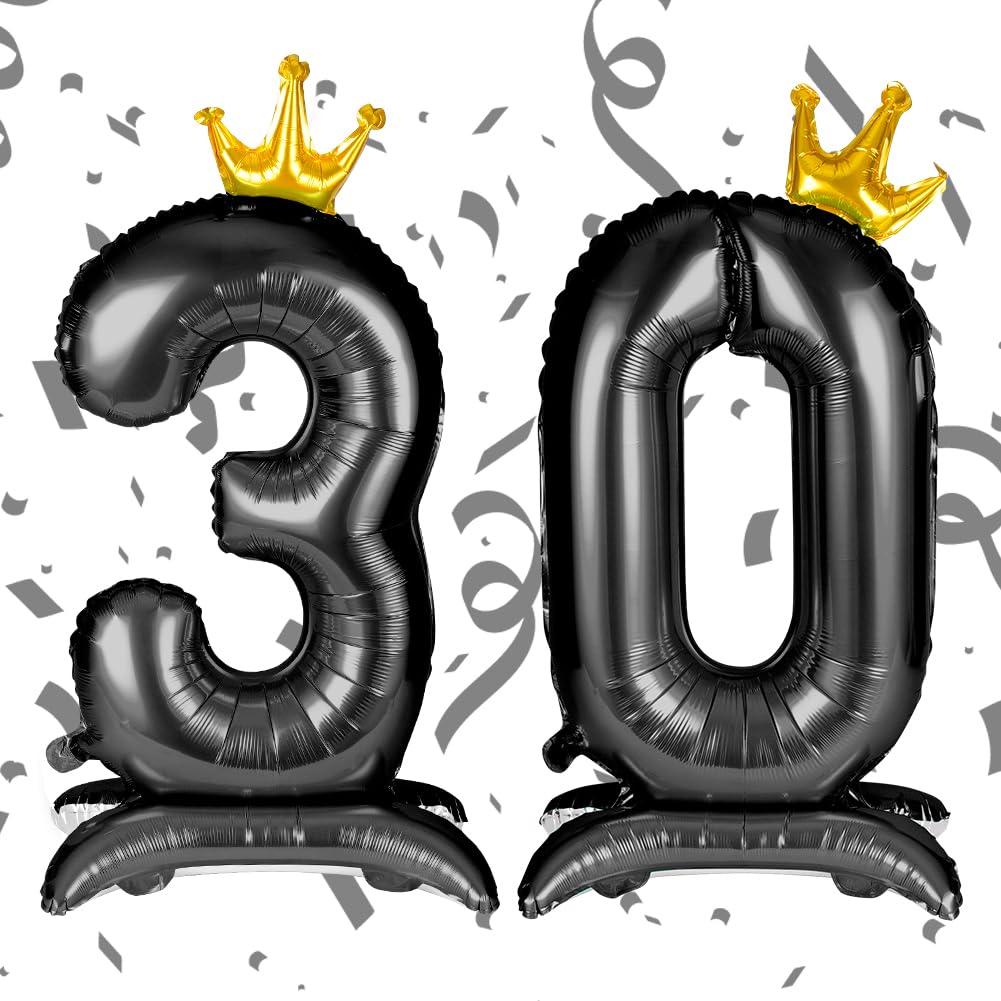 APXEL Black Standing Crown Number 30 Balloons, 42'' Foil 3 & 0 Balloon — image 1
