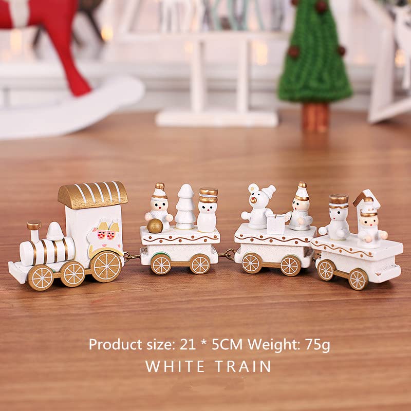 Christmas Wooden Train Decor Set, Cute Wooden Mini Train Ornaments