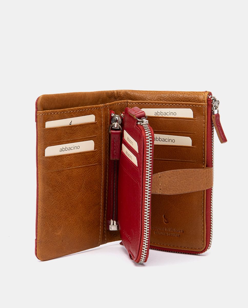Abbacino Cartera Mediana de Piel roja Rojos