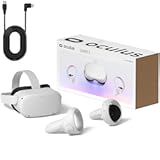 Oculus Quest 2 — 256GB Video — White Advanced All-in-One Virtual Reality Headset — 3D Cinematic Sound — for Family Holiday VR Gaming Entertainment — 16 Feet USB Type-C Link Cable &lpar;Renewed&rpar;