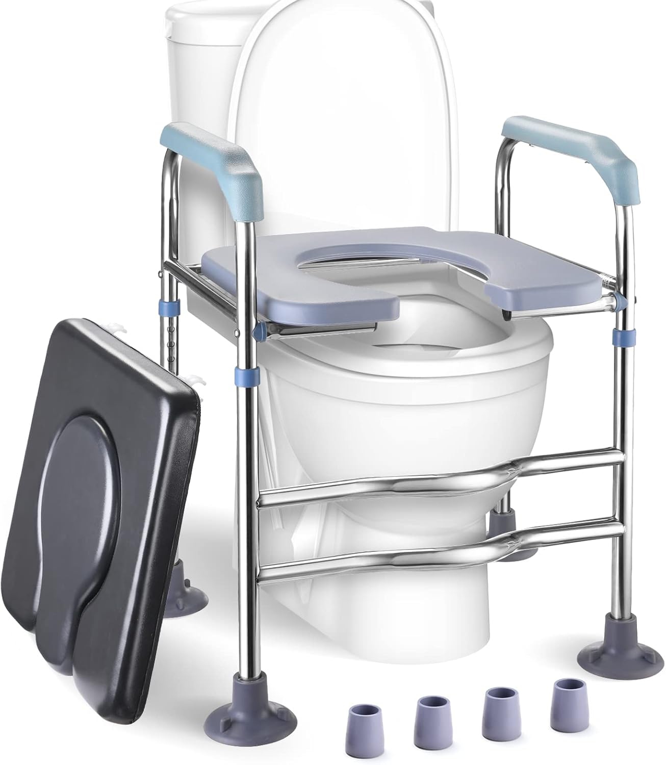 Toilet Seat Riser with Handles Hybodies Stand Alone Raised Toilet Seat for Seniors