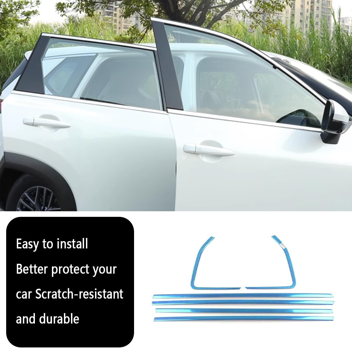 Car Accessories Fit for Nissan New Rogue 2021 2022 2023 2024 Lower Windows Frame Sill Molding Cover Trims (Chrome) 6PCS Stainless Steel