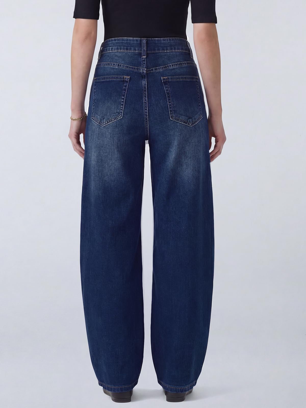 Jean Femme,Baggy Jeans Taille Haute et Jambes Large,Vintage Wide Leg Fit Stretch Boyfriend Pantalon en Denim