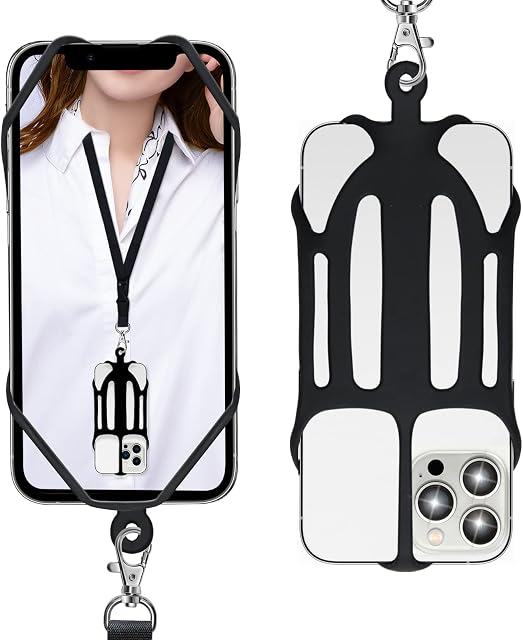 ROCONTRIP 2 in 1 Cell Phone Lanyard Strap Case Holder with Detachable Neckstrap 2022 New Upgraded Universal for Most Smartphones 4.7-7.2 Inch (Black)