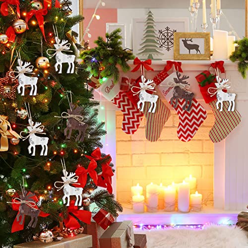 24 Pieces Wooden Reindeer Ornament Rustic Reindeer Christmas Ornaments Vintage Reindeer Centerpiece Xmas Party Decoration For Home Mantle Table Display Door Hanging #TOP4