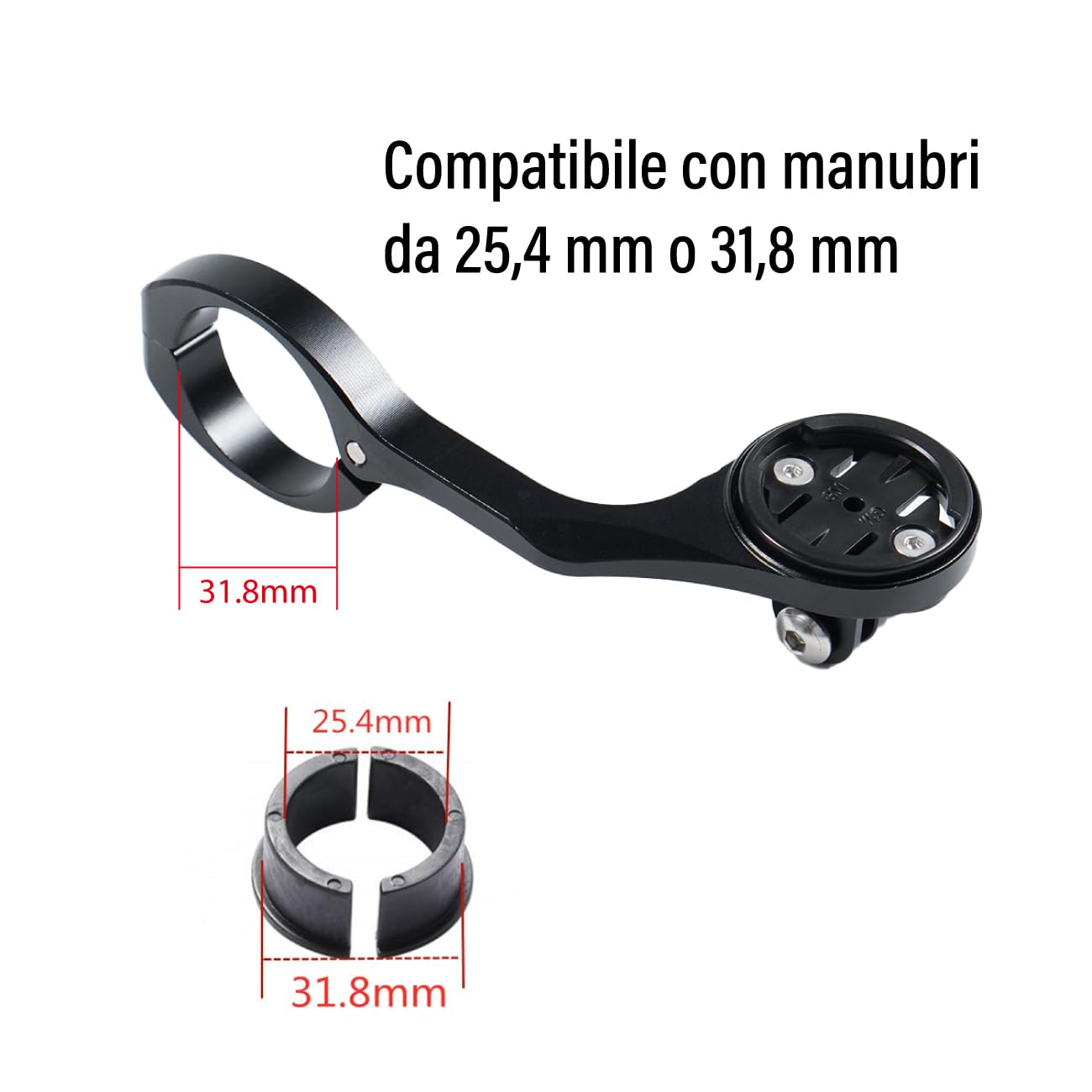 MODJUEGO Supporto Frontale Per Ciclismo - Compatibile Garmin Edge E Manubri 25,4/31,8/35 Mm