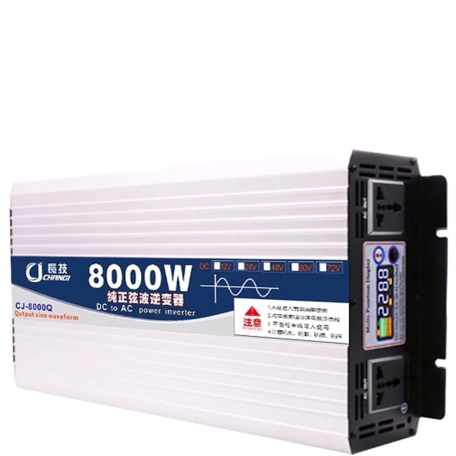 Falownik mocy szczytowej 6000 W/8000 W z czystą falą sinusoidalną, prąd stały 12 V/24 V/48 V/60 V na prąd zmienny 110 V/220 V, konwerter samochodowy wyświetlacz LCD (12 Vto110V, 8000 W)