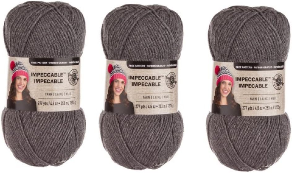 Loops & Threads Impeccable Yarn 4.5 oz True Grey (3-Pack)