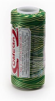 Nylon NO.2 [Variegated] by Omega - Strong 100% Nylon String Cord for Fine Crochet and Crafts - Color 81 Green Hues