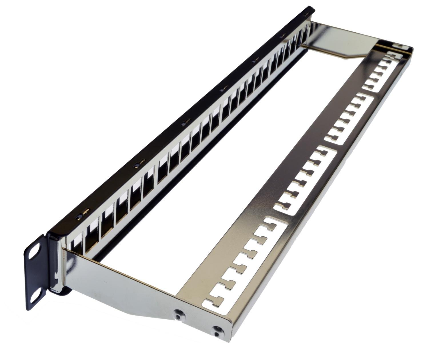 Panel de conexiones de 24 puertos, incluye conector Keystone Jack CAT 6a 10 Gbps y 500 MHz, para montaje en rack, 1U, 19 pulgadas, color negro