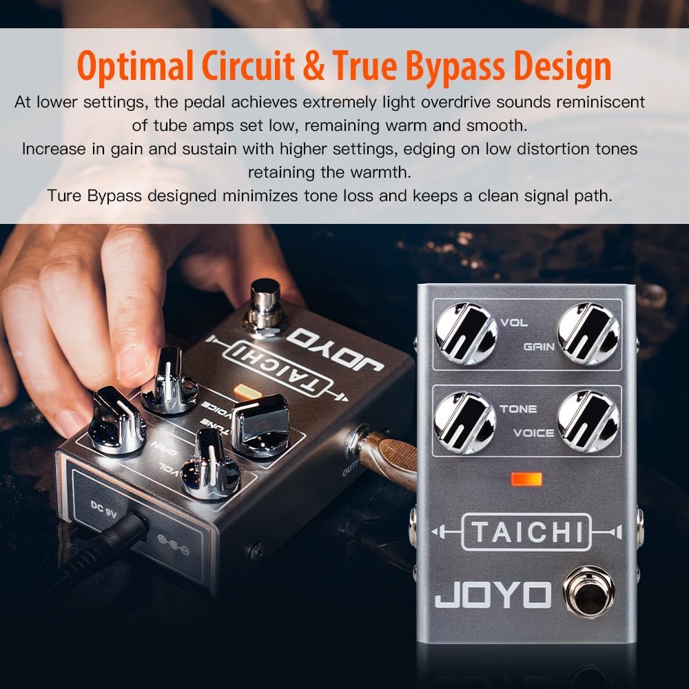JOYO Overdrive Pedal R Series Low Gain OD Classic Amp Sound for Electric Guitar Effect (Tai Chi R-02)