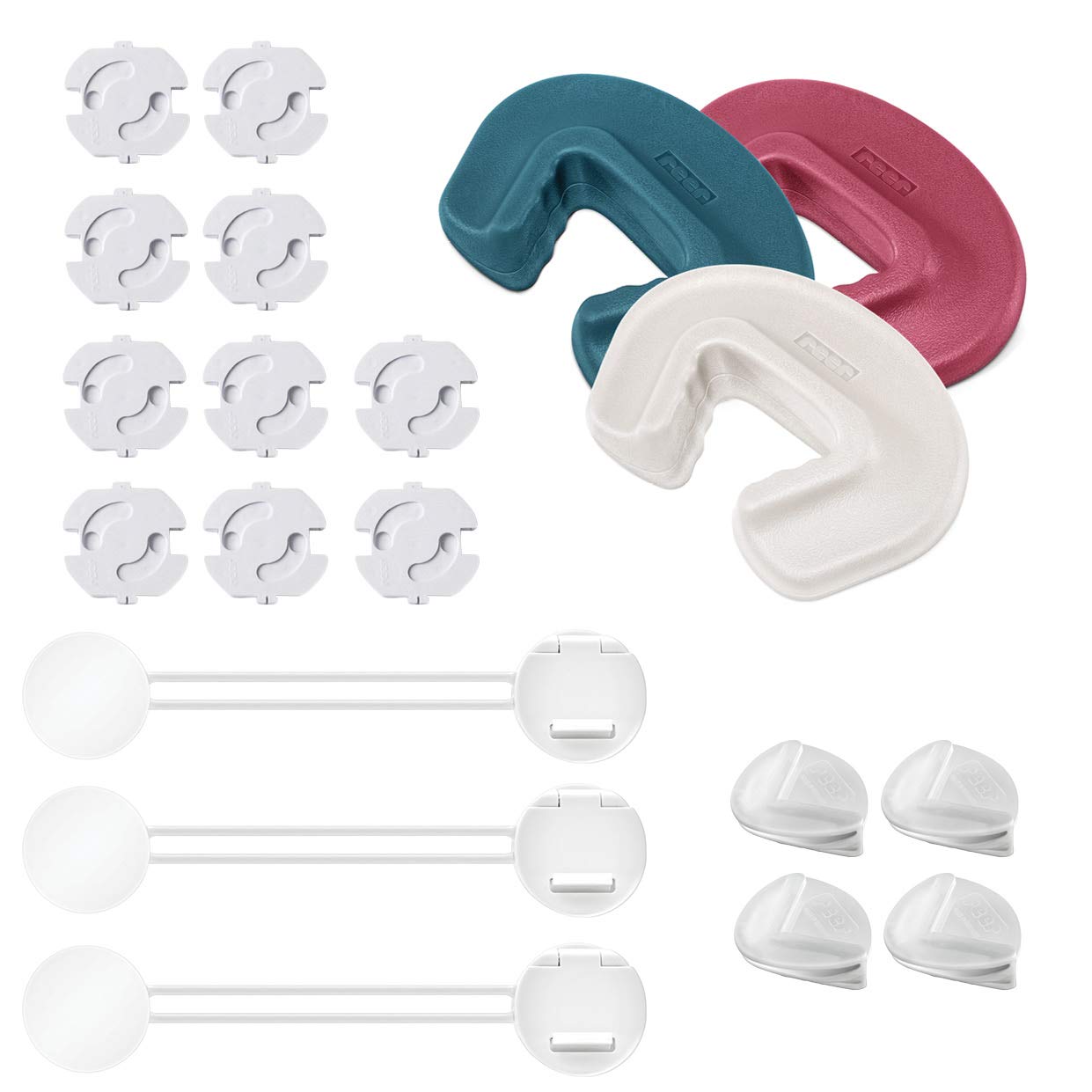 reer 21 Piece Child Safety Kit - Child Safety Experts for Cabinets, Drawers, Sockets, Corners, Doors, Includes Child Safety Guide