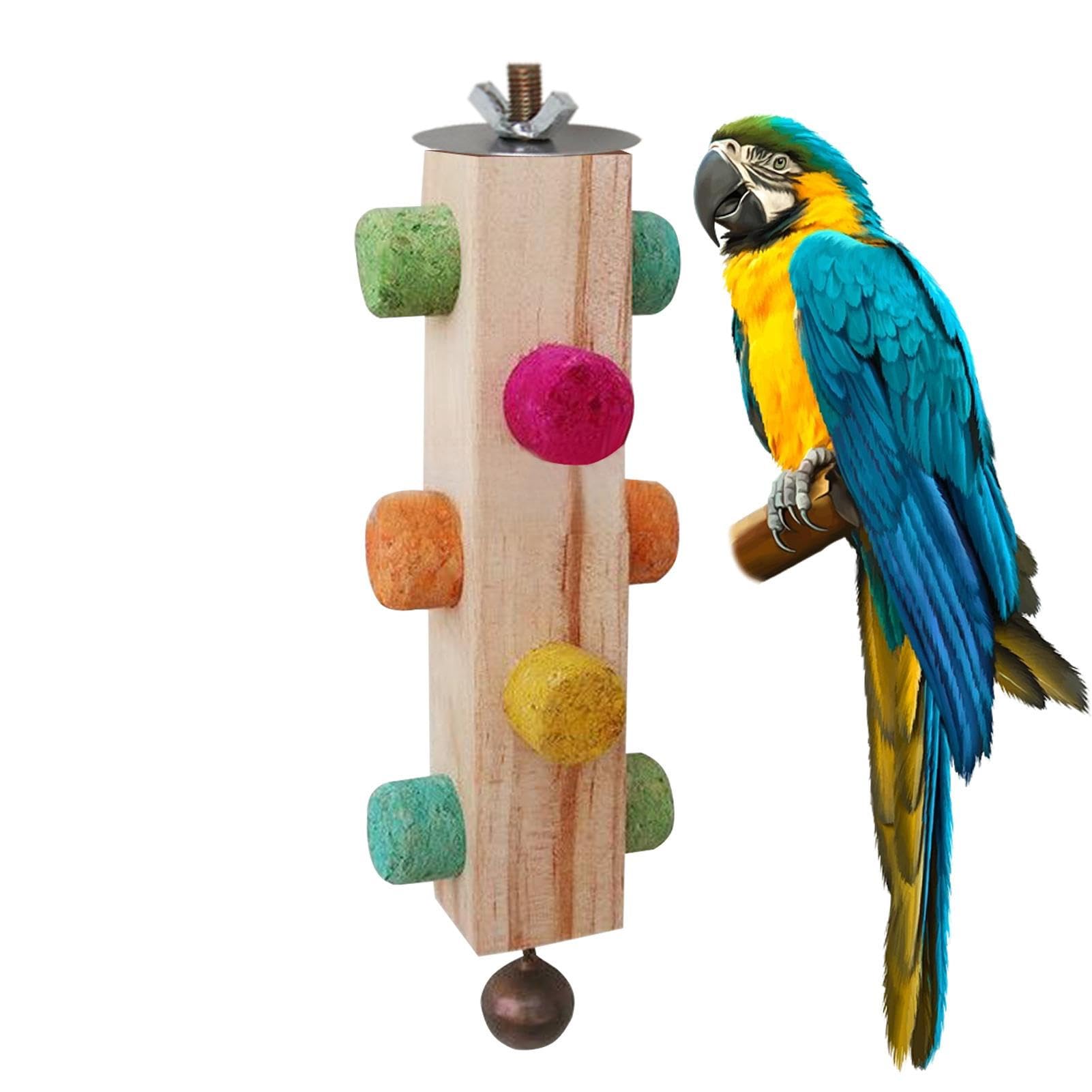 Eastuy Square Stick Color Wood Bird Toys - Parrot Toys For Large Birds - Large Parrot Chew Toy For Bird Macaw African Greys Cockatoo Eclectus Budgies Parakeet Cockatiel Conure Lovebirds Cage Wood Toy