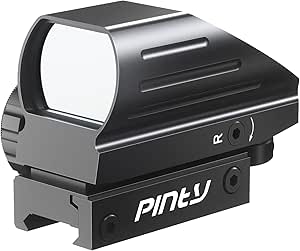 Pinty 4 Reticles Red &amp; Green Dot Reflex Sight Rifle Scope Ar15 Holographic Sights, Elevation &amp; Windage Control, Switch and Stepless Intensity Brightness Control, 20mm Picatinny Rail