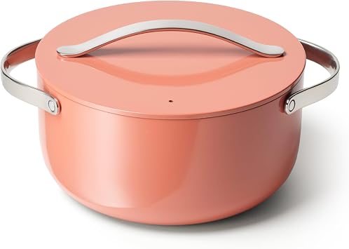 Caraway Nonstick Ceramic Dutch Oven Pot with Lid 6.5 qt, 10.5" - Non Toxic, PTFE & PFOA Free - Oven Safe & Compatible with All Stovetops Gas, Electric & Induction - Perracotta