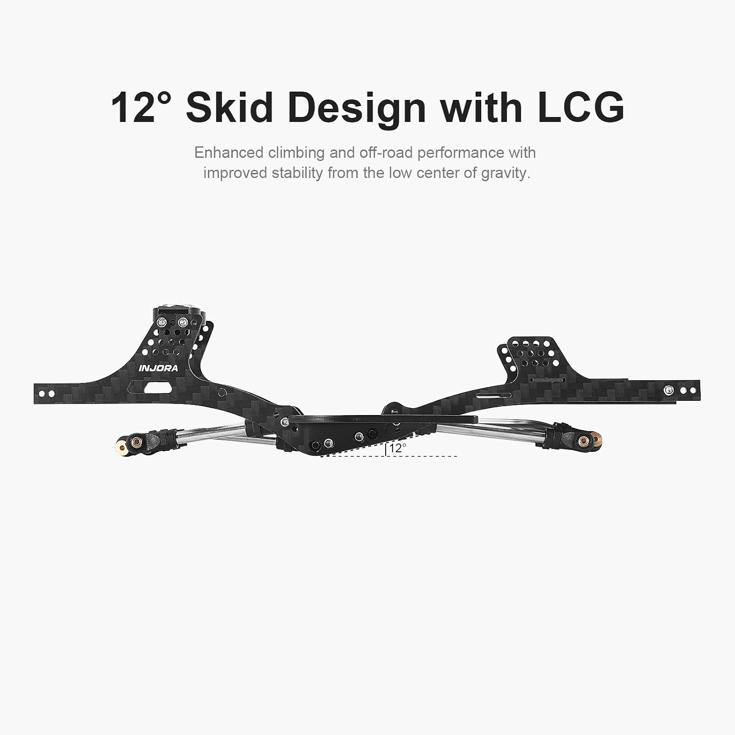 INJORA Carbon Fiber LCG Chassis for SCX24, 132mm Wheelbase, 12° Skid Angle