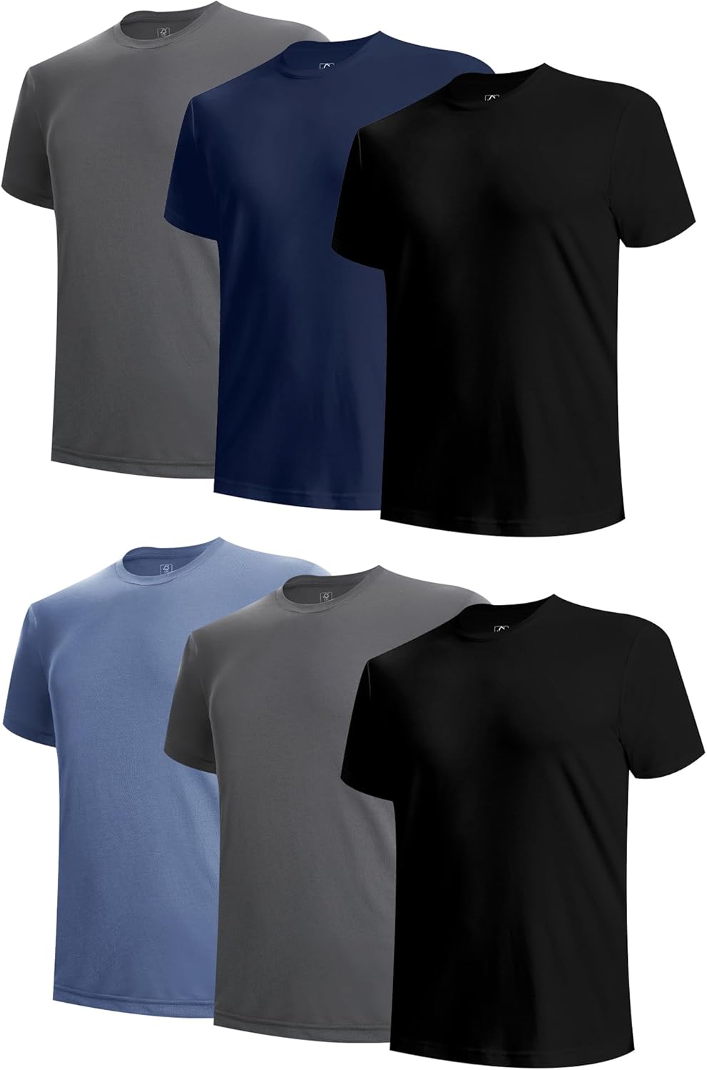 BAMBOO COOL Men's Undershirts Moisture Wicking Crewneck T Shirts, Breathable Stretch Soft Tees for Men, 6 Pack