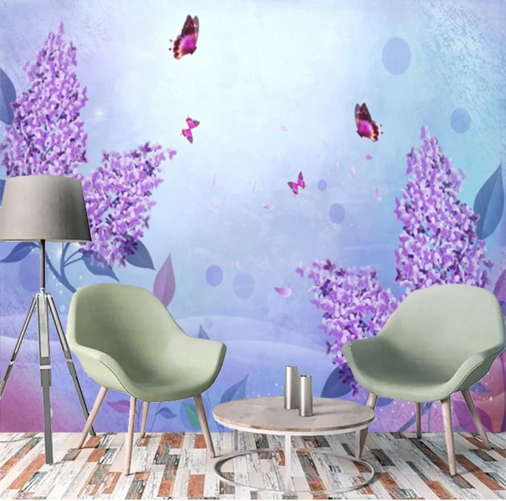 Papier peint mural de salon décoration fleurs et papillons effet 3D autocollant