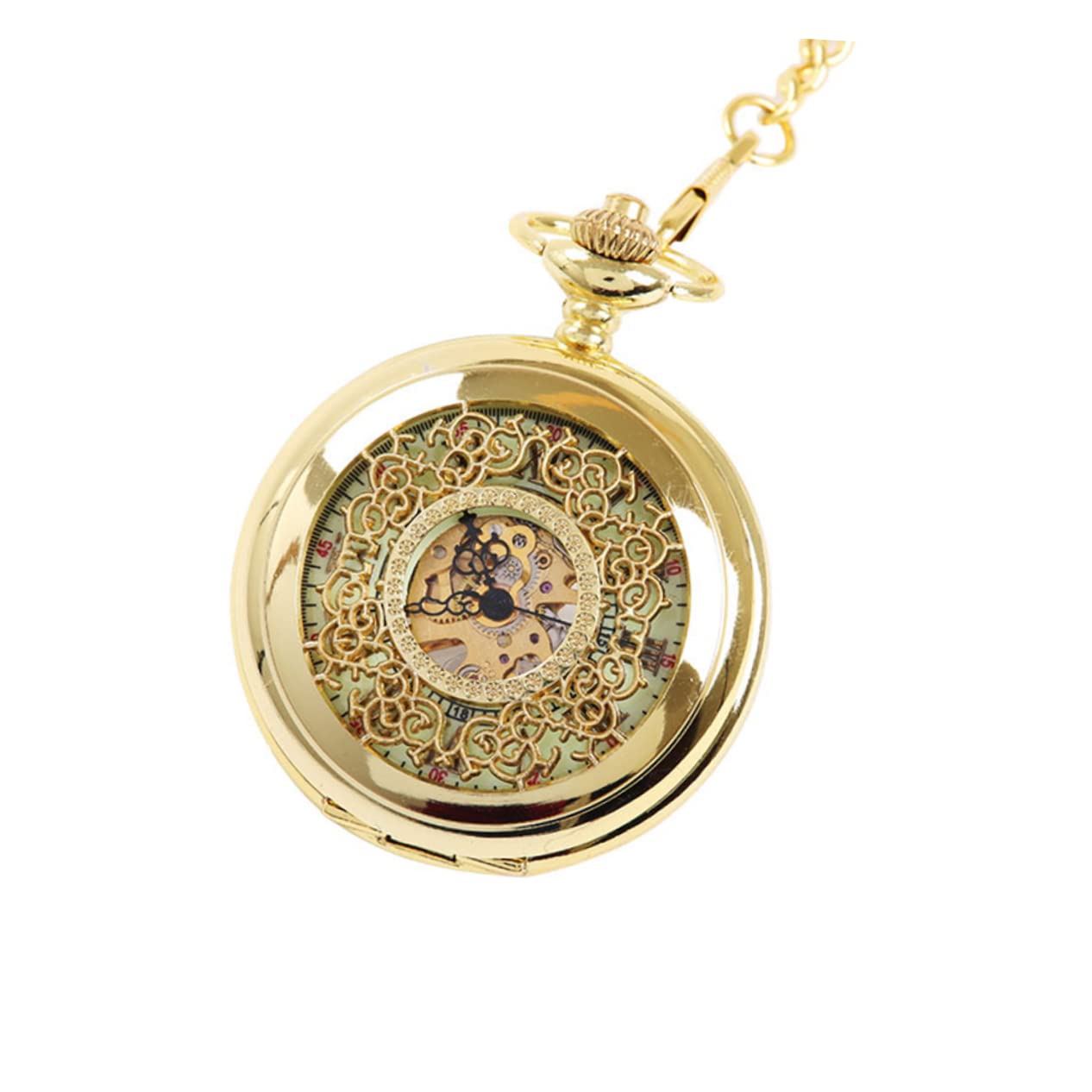 Gatuida 2 Uds Patrón De Números Steampunk Reloj De Bolsillo Retro Mecánico Dorado Romano Hueco
