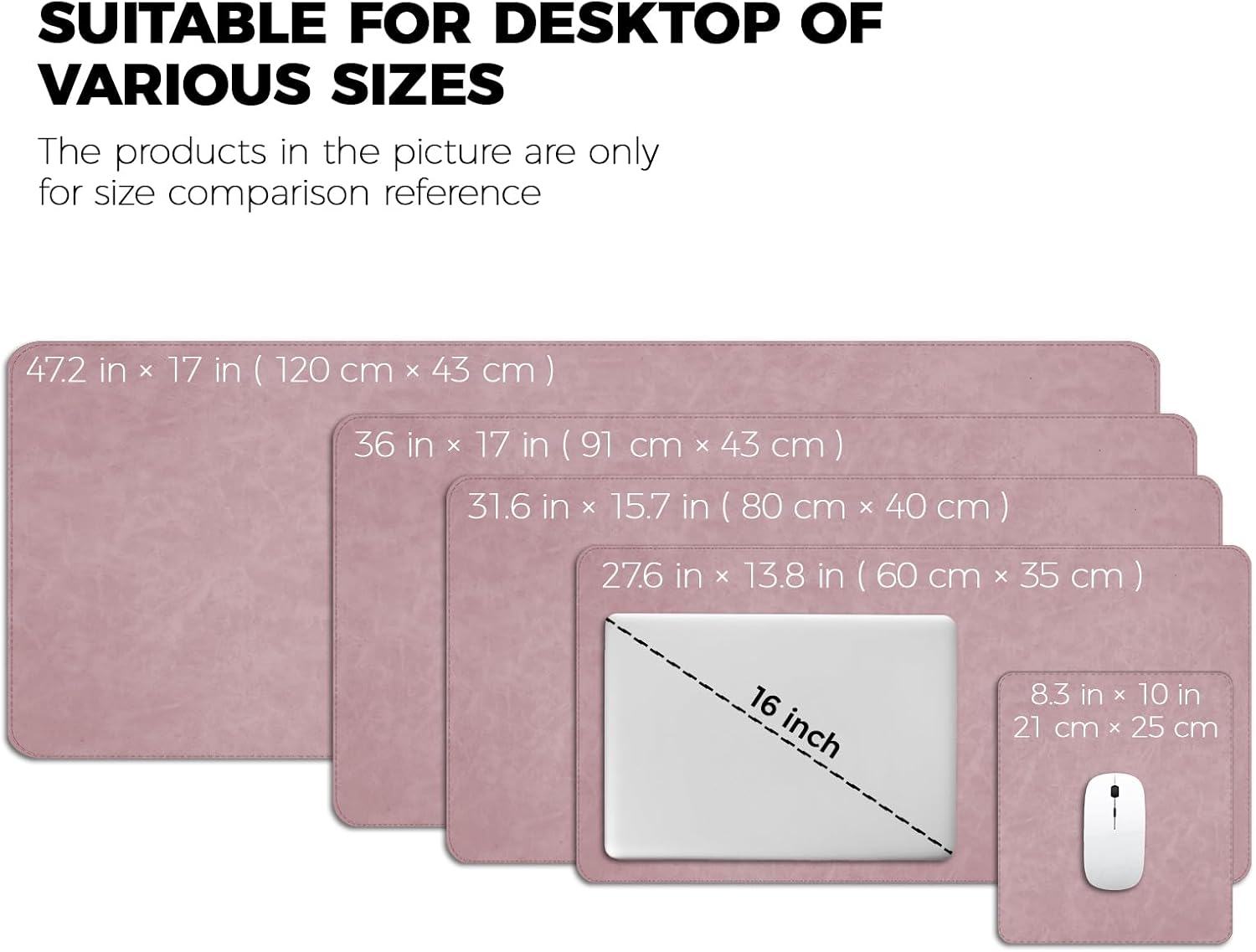 Mouse pad, Non-Slip Washable Waterproof Computer Mouse mat Thick for Laptop Wireless Mouse Home Office Travel, Portable 9.8"x 8.3" S Pink image 3