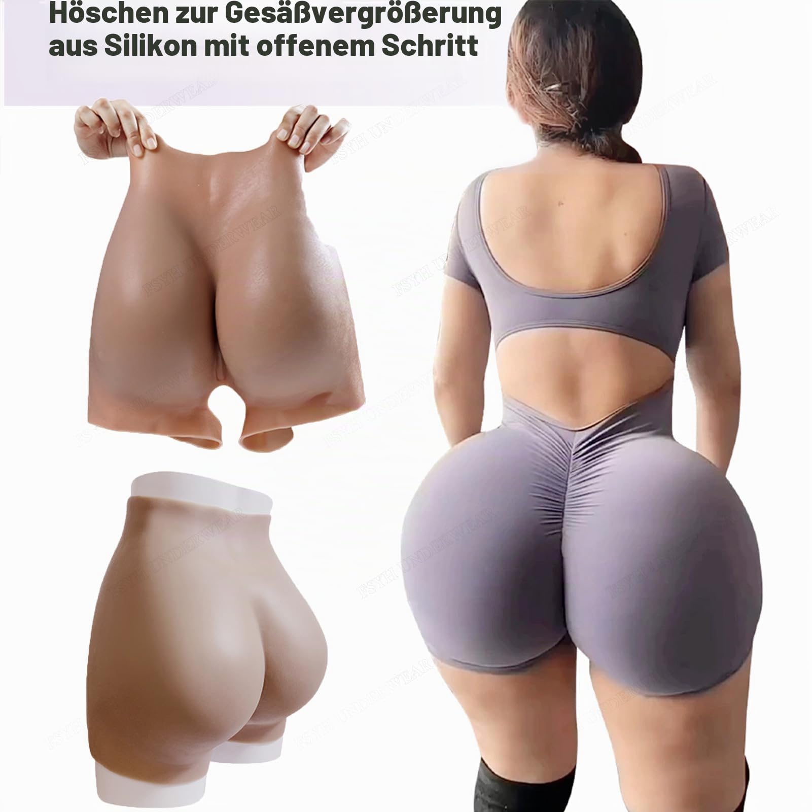 FSYH Silikon Po VergrößErungshose Body Shaper Enhancer Gepolsterte Push Up HöSchen füR Crossdresser Cosplay Drag Queen