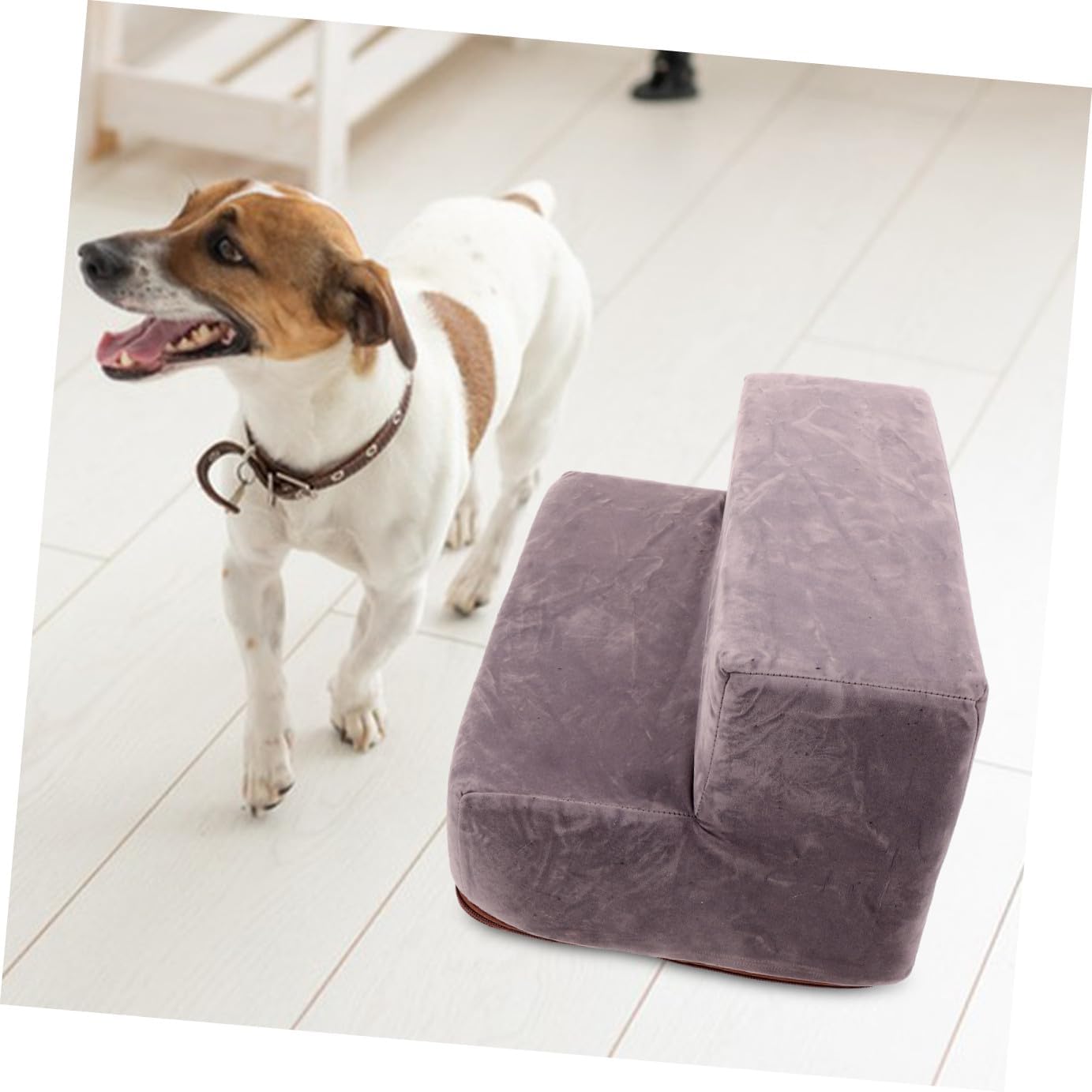NUOBESTY Pet Ladder Non-Slip Dog Stairs Portable Lightweight Pet Steps for Beds Sofas Small Dogs Joint Support Soft Surface Easy Clean Gray
