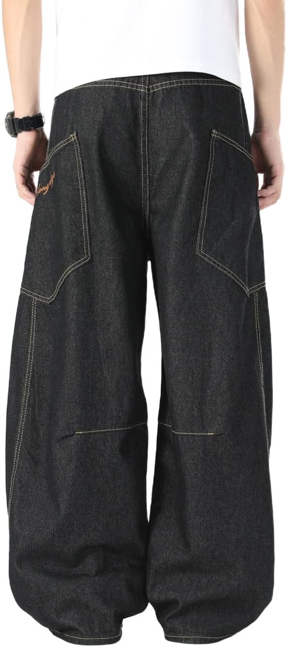 Nutriangee Men's Baggy Barrel Wide Leg Jeans for Men Women Loose Fit Streetwear Y2k Hip Hop Denim Pants - Image 5