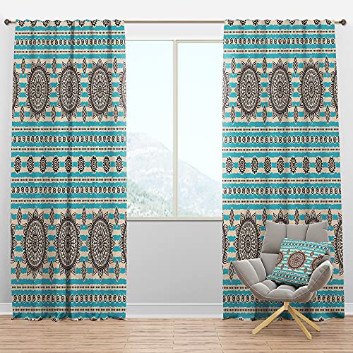 DesignQ Panel de Cortina Opaca Bohemio y ecléctico con patrón Decorativo Vintage
