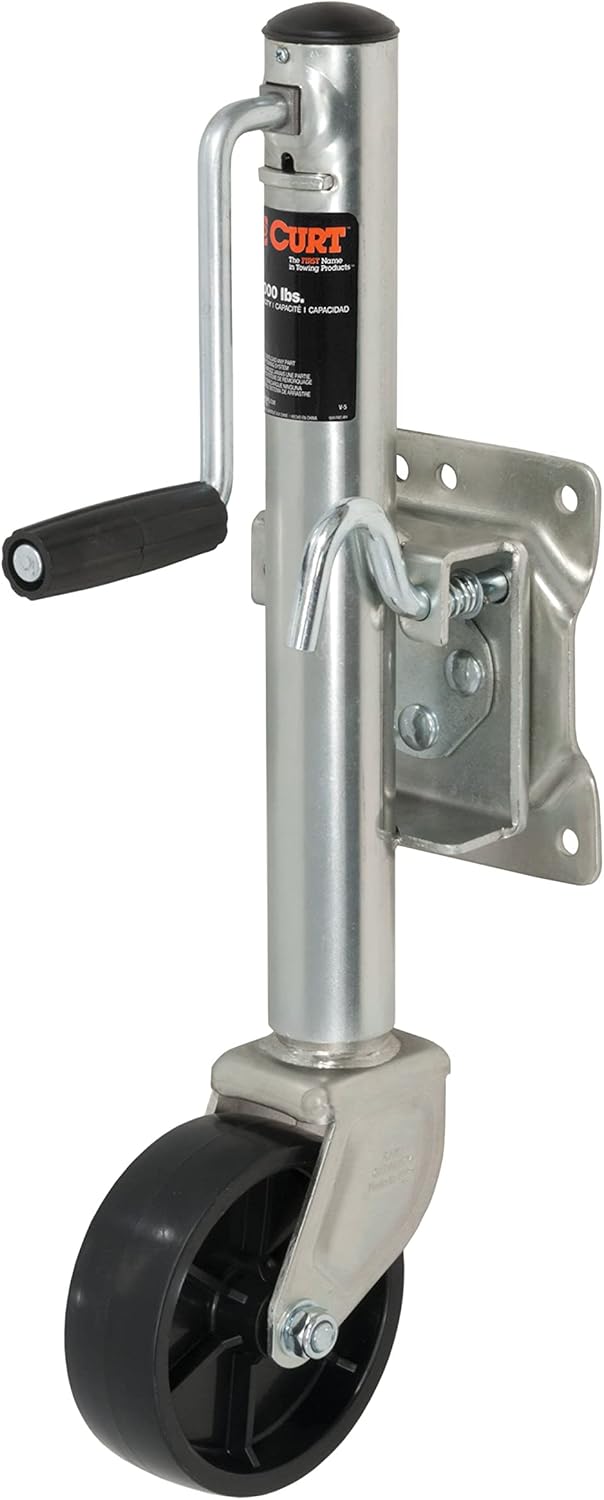 CURT 28112 Marine Boat Trailer Jack with 6-Inch Wheel, 1,200 lbs. Support Capacity, 11 Inches Vertical Travel