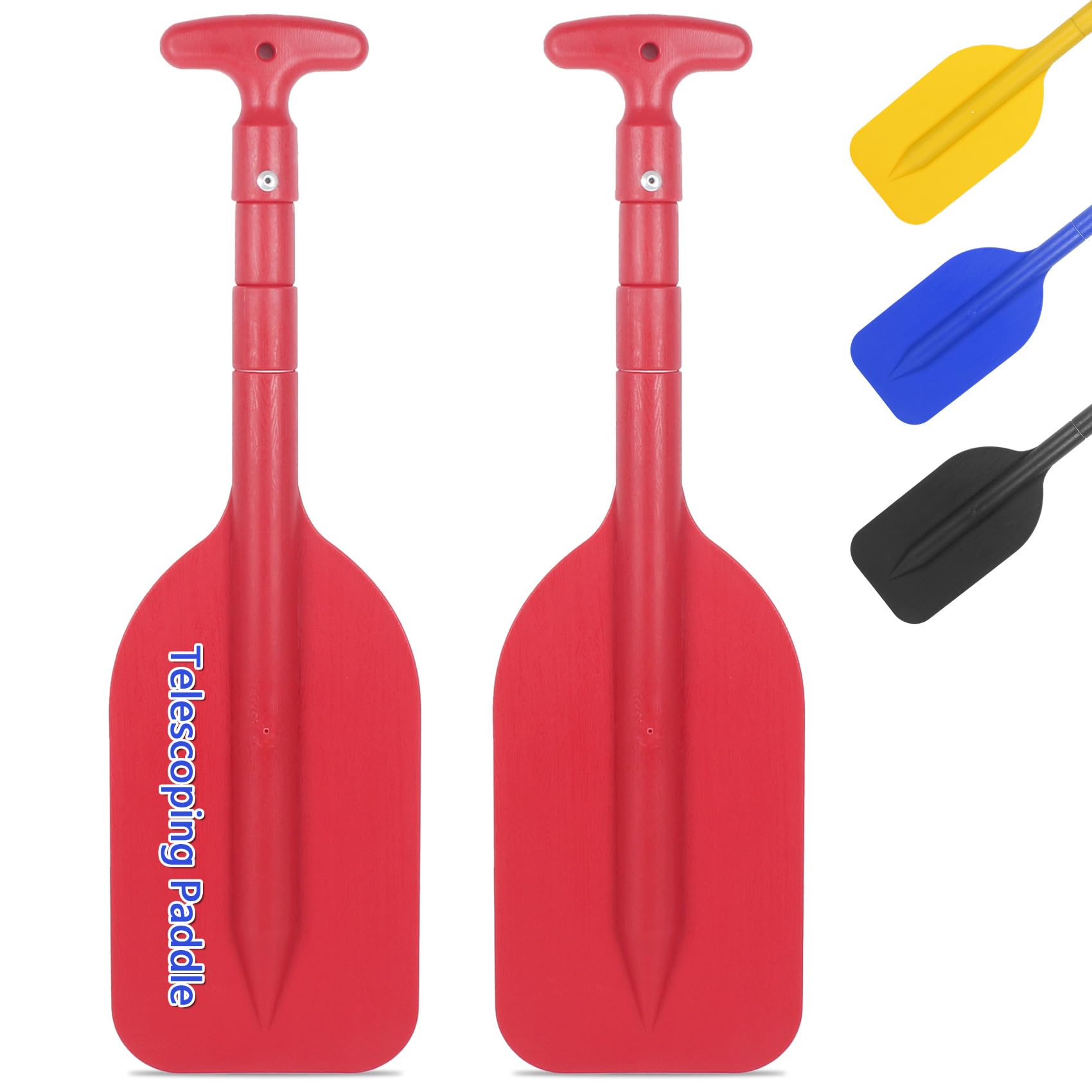DEDU Lot de 2 pagaies télescopiques de bateau pliables de 53,3 à 109,2 cm réglables, manche en aluminium antidérapant pour enfants et adultes
