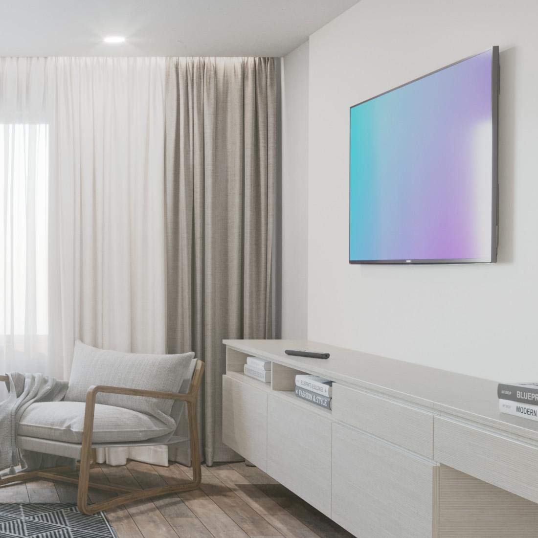 Hama Ultraslim Fixed TV Wall Mount (for screen diagonal from 81 to 142 cm (32 inches and 56 inches) for a maximum of 50 kg, VESA up to 400 x 400, 3 stars) White - 2