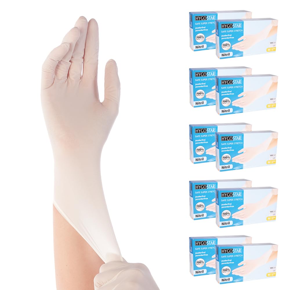 SAFE SUPER STRETCH - Guanti monouso in nitrile, senza talcatura, colore: nero/bianco/blu
