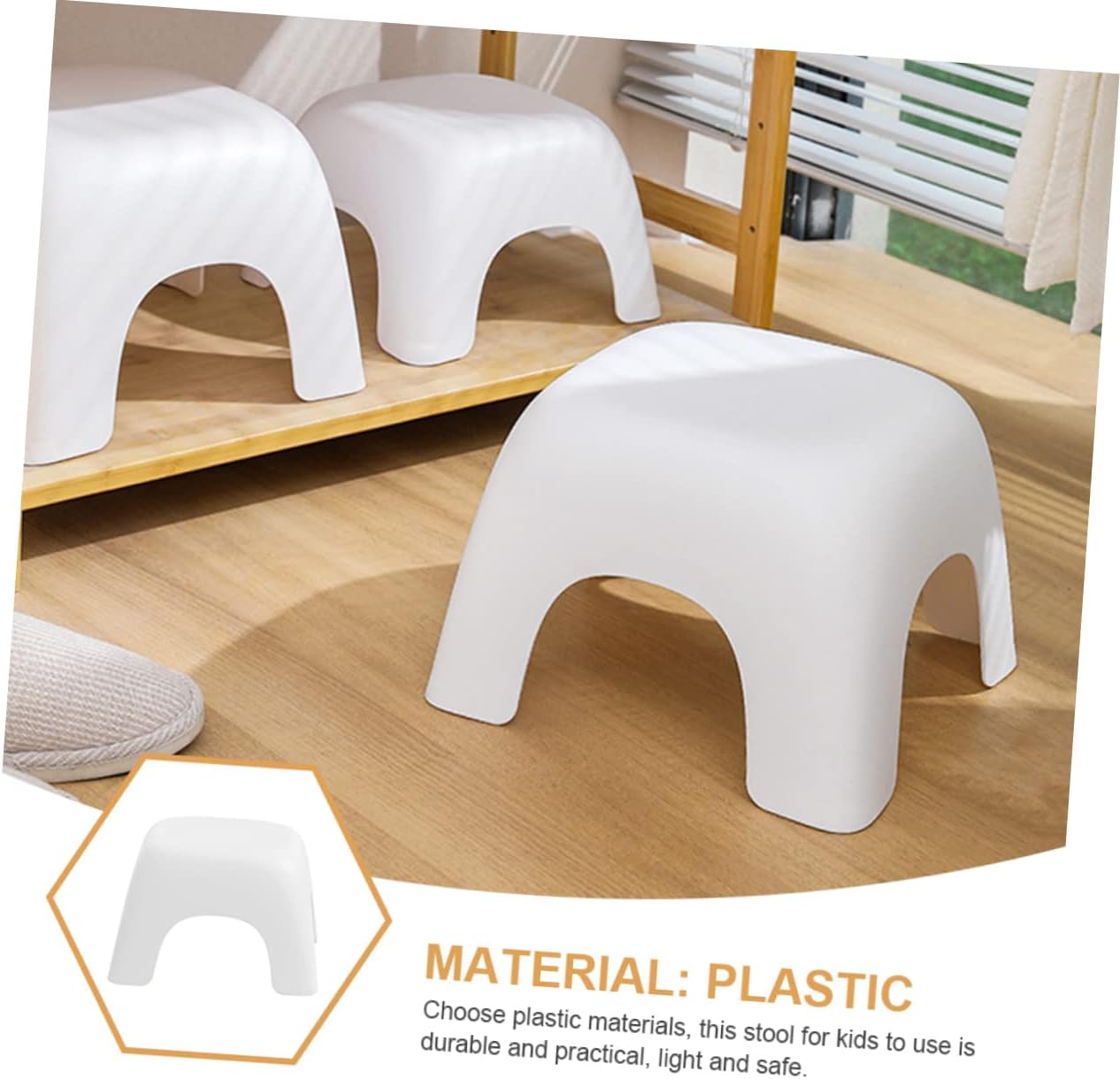 Ciieeo Slip Plastic Footstool with Handle Stackable Step Stool for Bathroom and Living Room Small Non Skid Seat for Boys and Lightweight Footrest