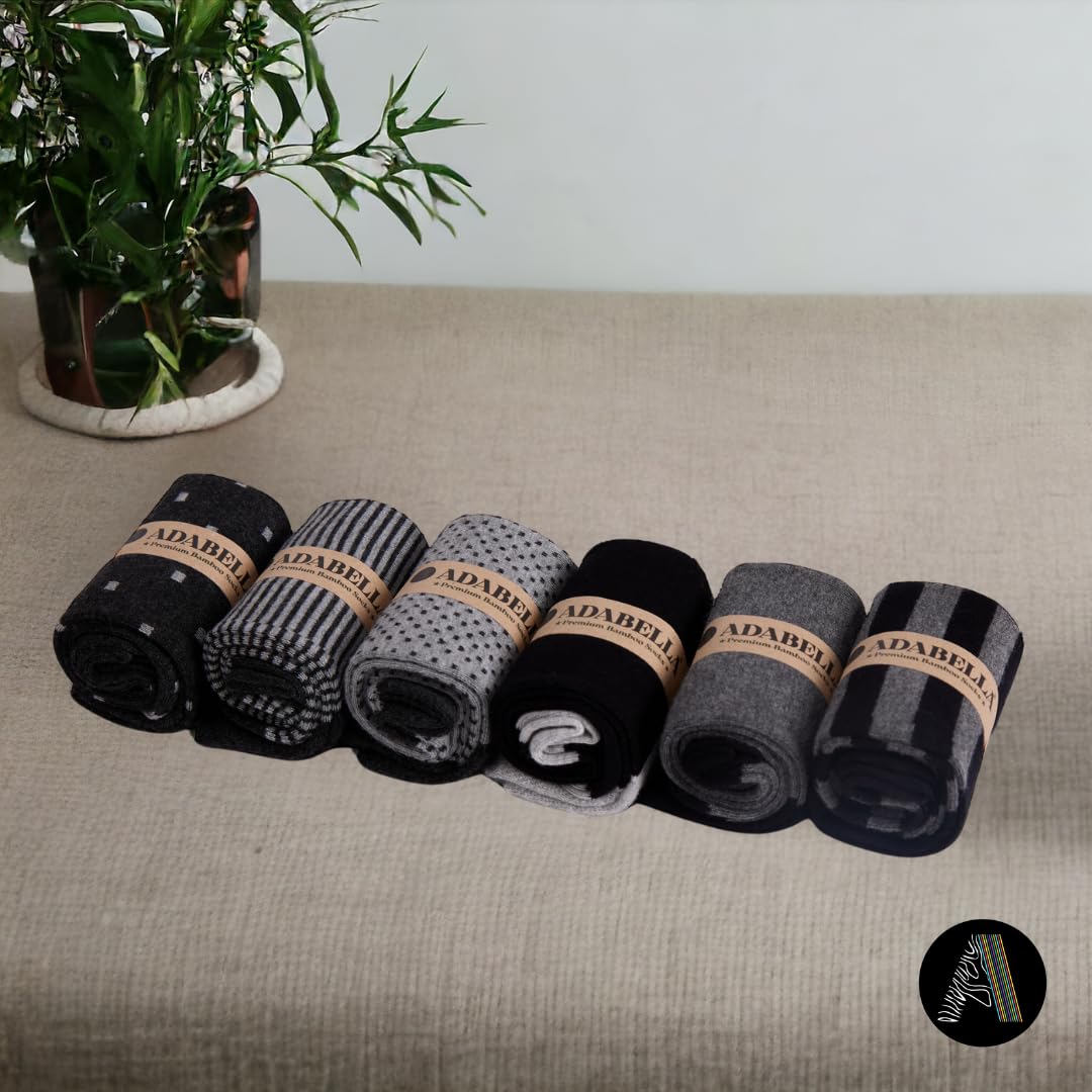 Calcetines de vestir de rayón de bambú para hombre, 6 pares con caja de regalo, sin costuras, absorben la humedad, suaves, sin olor, talla 8-12