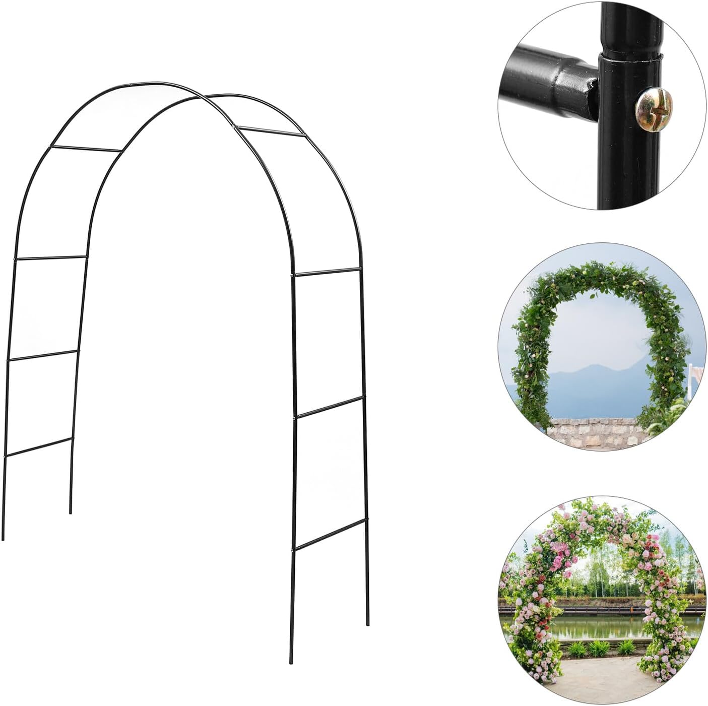 Metal Wedding Arch Garden Arbor Climbing Plant Support Structure 140x40x240cm for Outdoor Ceremony and Bridal Party Freely Assemble Iron Pergola Frame