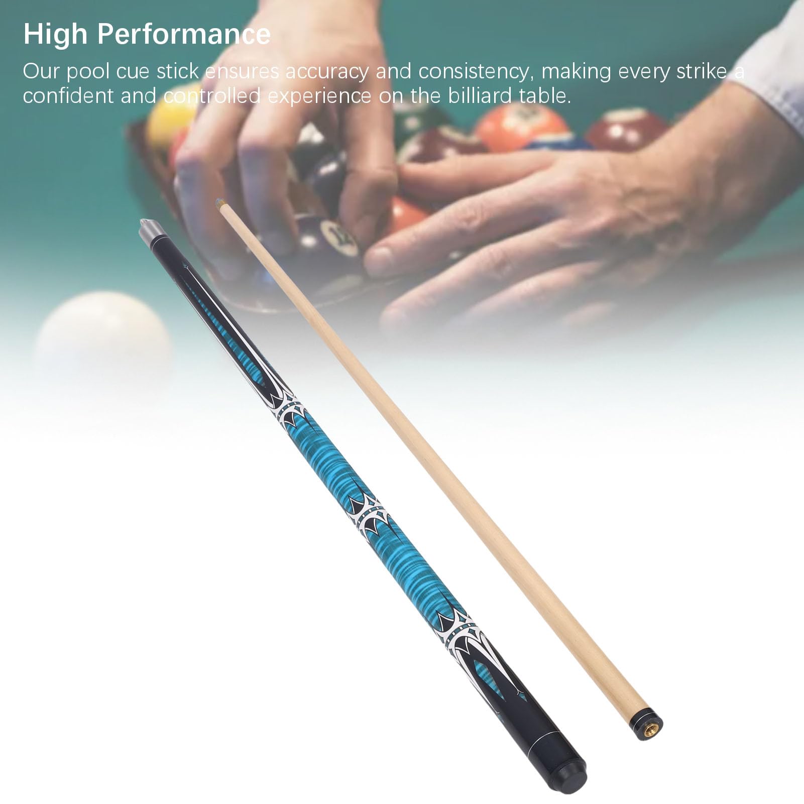 RiToEasysports Kij Bilardowy, Drewno Klonowe, 1/2 Przegubu, 145 Cm Kij Bilardowy do Stołu Bilardowego z końcówką 10 Mm, do Treningu w Klubie Bilardowym