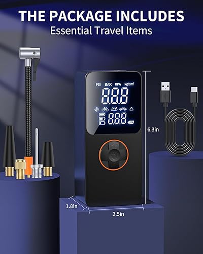Miniatura 5 de Compresor de aire portátil inflador de neumáticos -Bomba de aire eléctrica de 120 PSI para neumáticos de automóvil  Batería de 20000 mAh, inflado 2