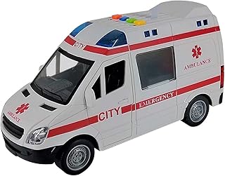 Mini Veículo Ambulância com luz som e abertura de portas Brinquedo Infantil 1:16 Shiny Toys 000432